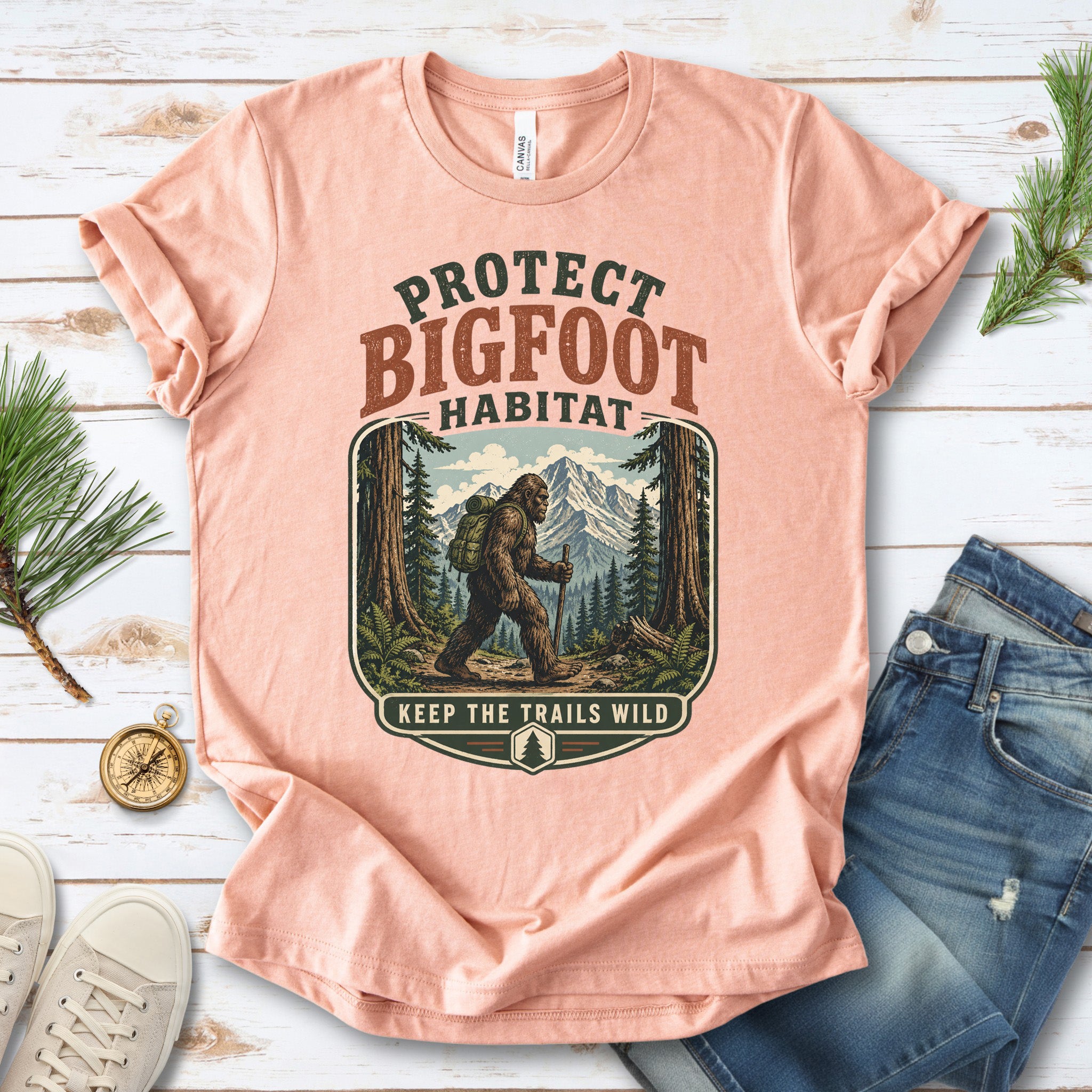 Protect Bigfoot Habitat Sasquatch Hiking Conservation Gift T-Shirt