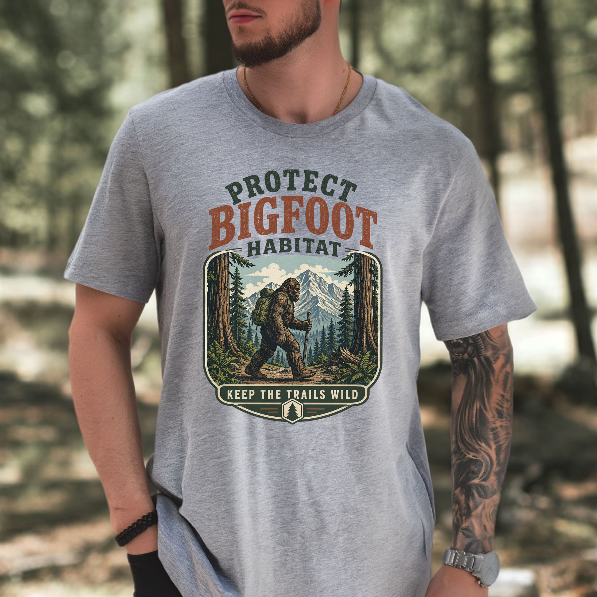 Protect Bigfoot Habitat Sasquatch Hiking Conservation Gift T-Shirt