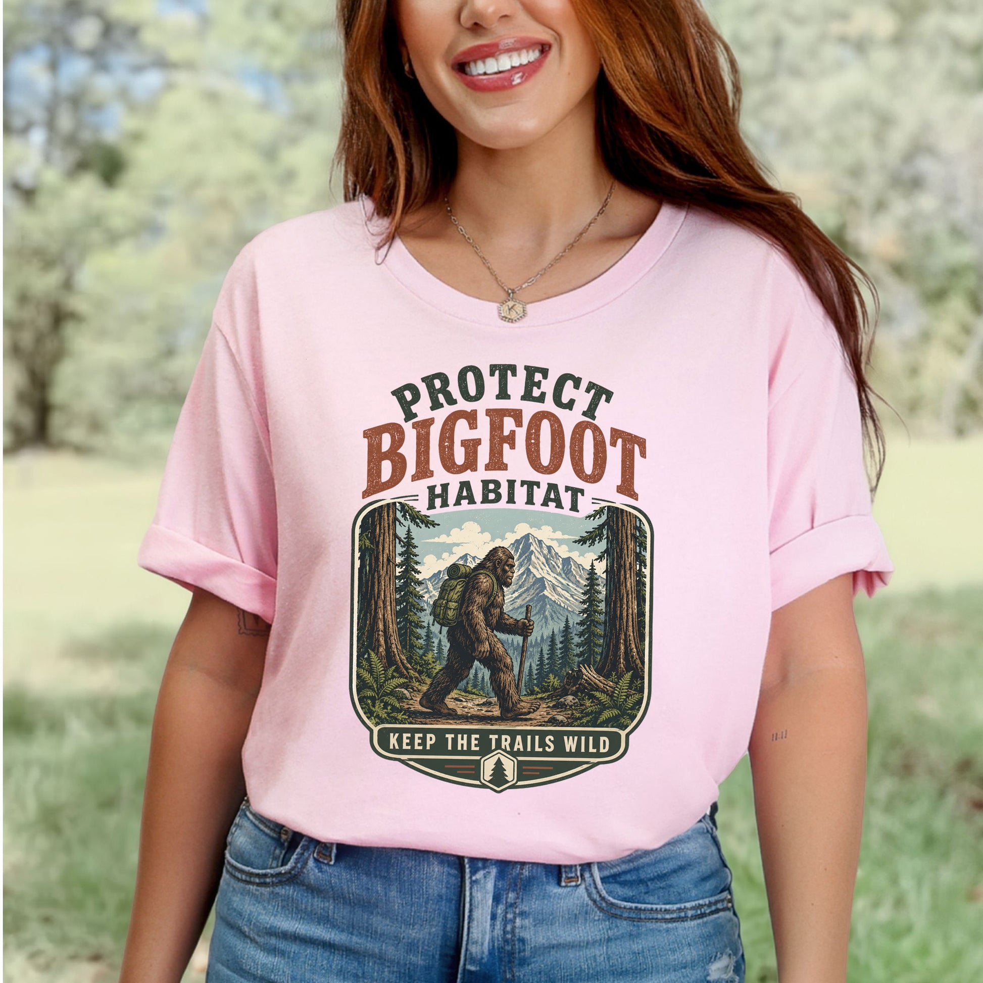 Protect Bigfoot Habitat Sasquatch Hiking Conservation Gift T-Shirt