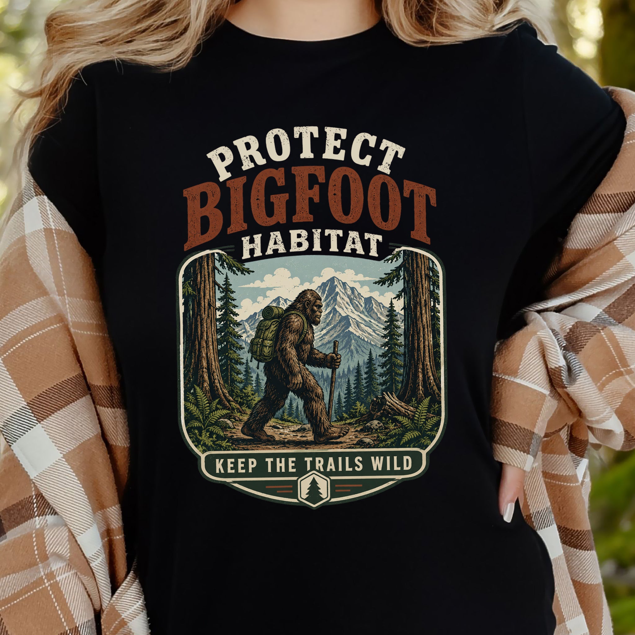 Protect Bigfoot Habitat Sasquatch Hiking Conservation Gift T-Shirt