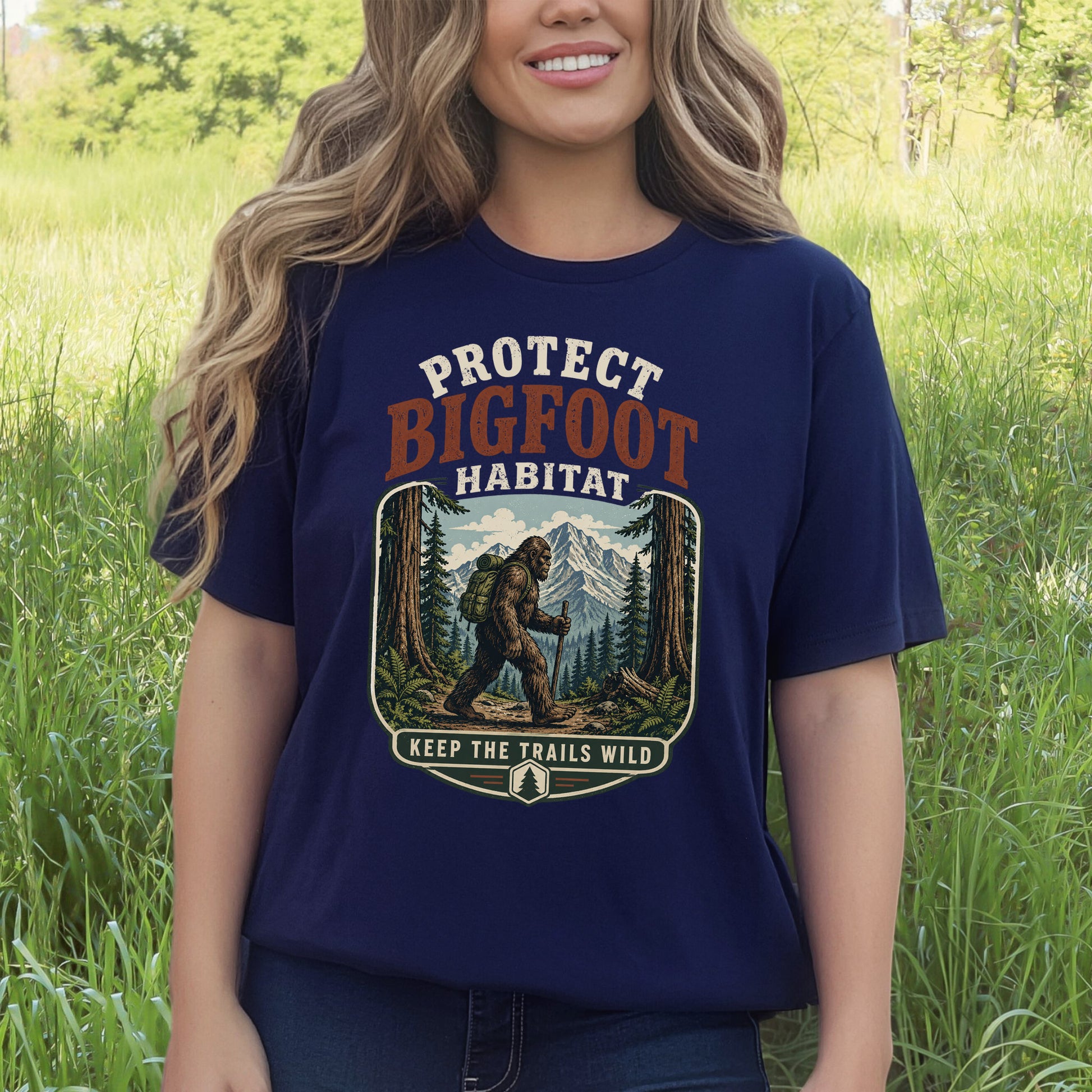 Protect Bigfoot Habitat Sasquatch Hiking Conservation Gift T-Shirt