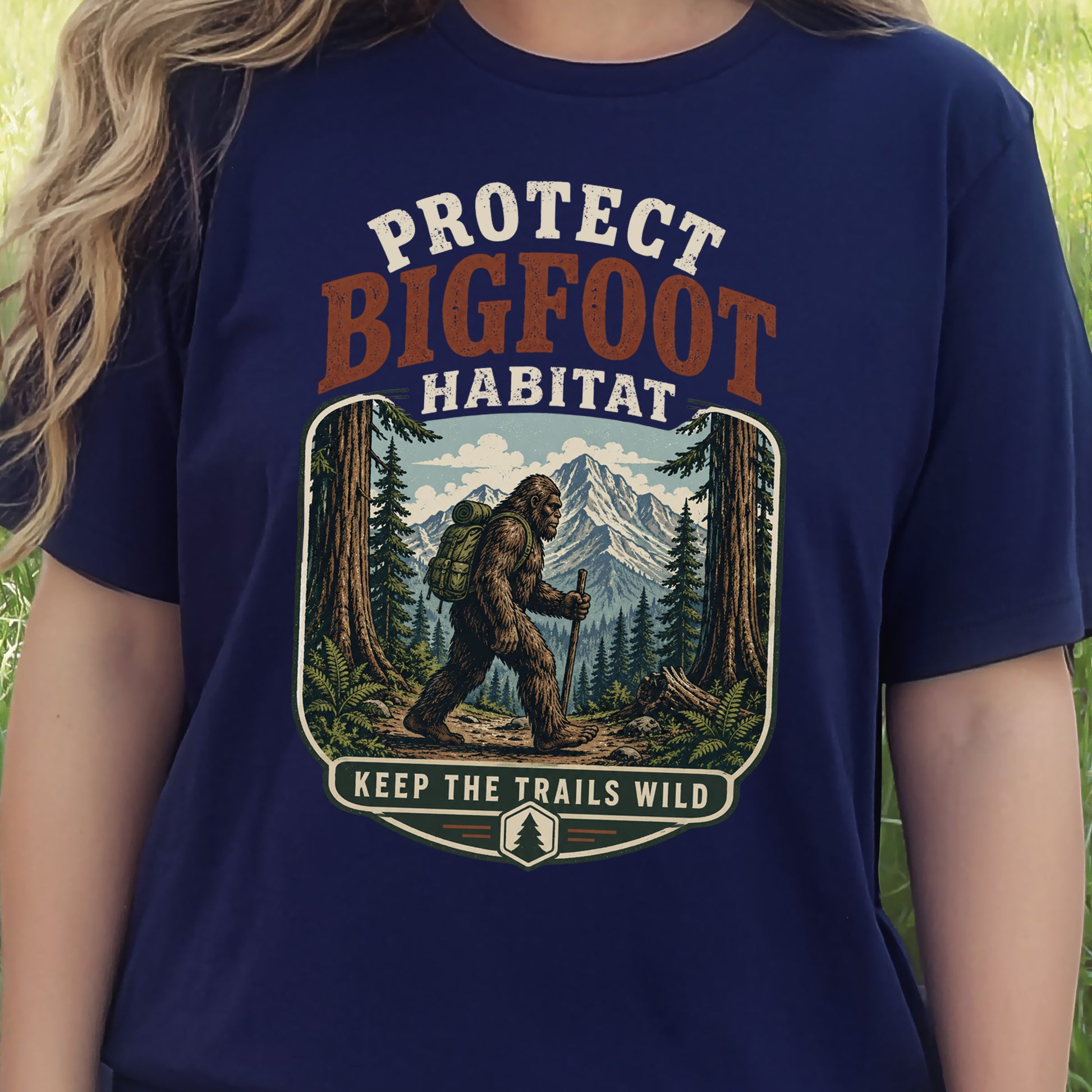 Protect Bigfoot Habitat Sasquatch Hiking Conservation Gift T-Shirt