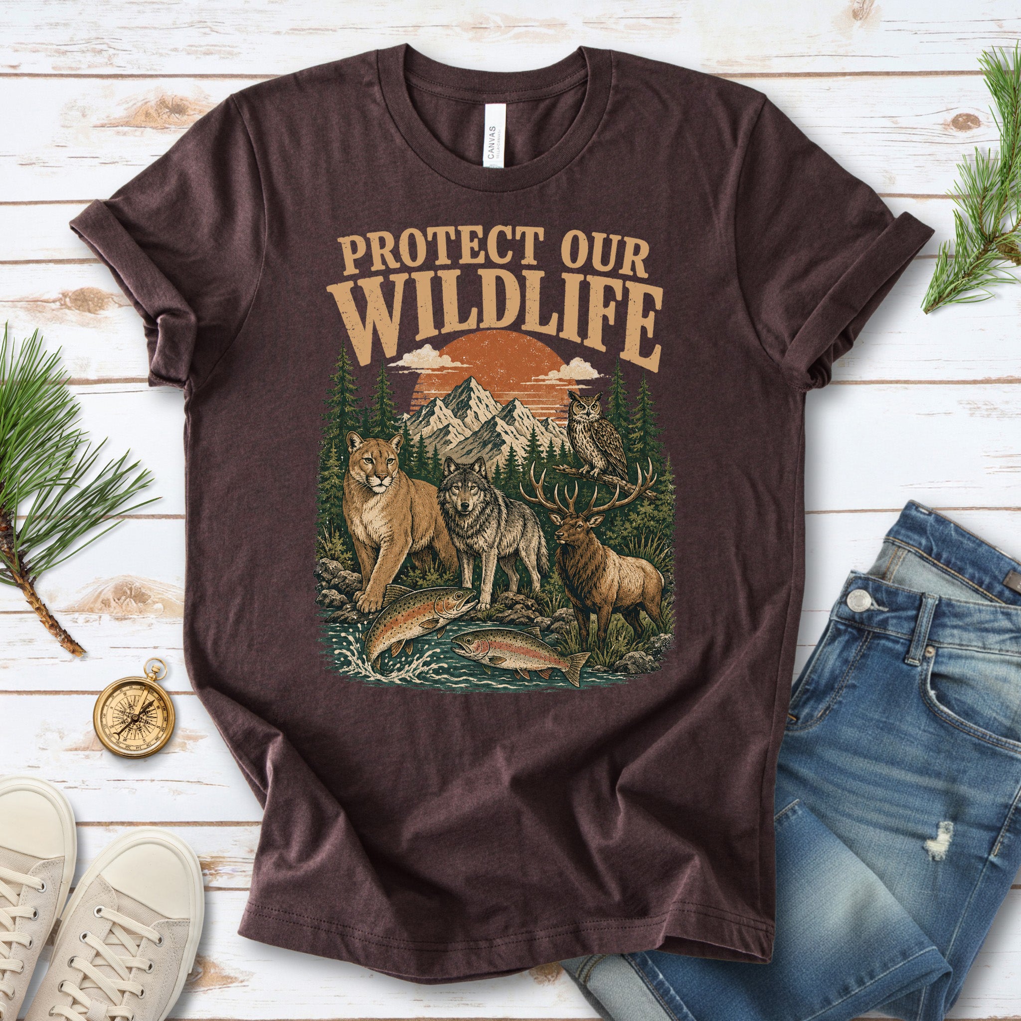 Protect Our Wildlife Mountain Forest Animals Conservation Gift T-Shirt
