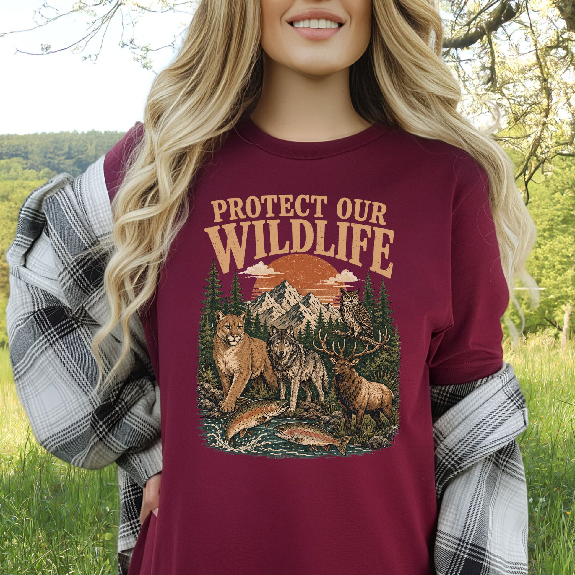 Protect Our Wildlife Mountain Forest Animals Conservation Gift T-Shirt