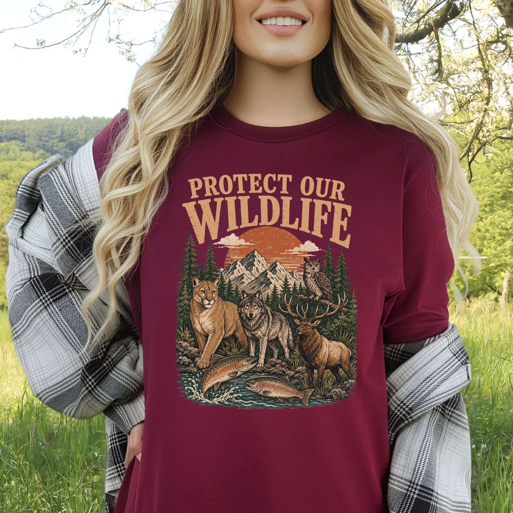 Protect Our Wildlife Mountain Forest Animals Conservation Gift T-Shirt
