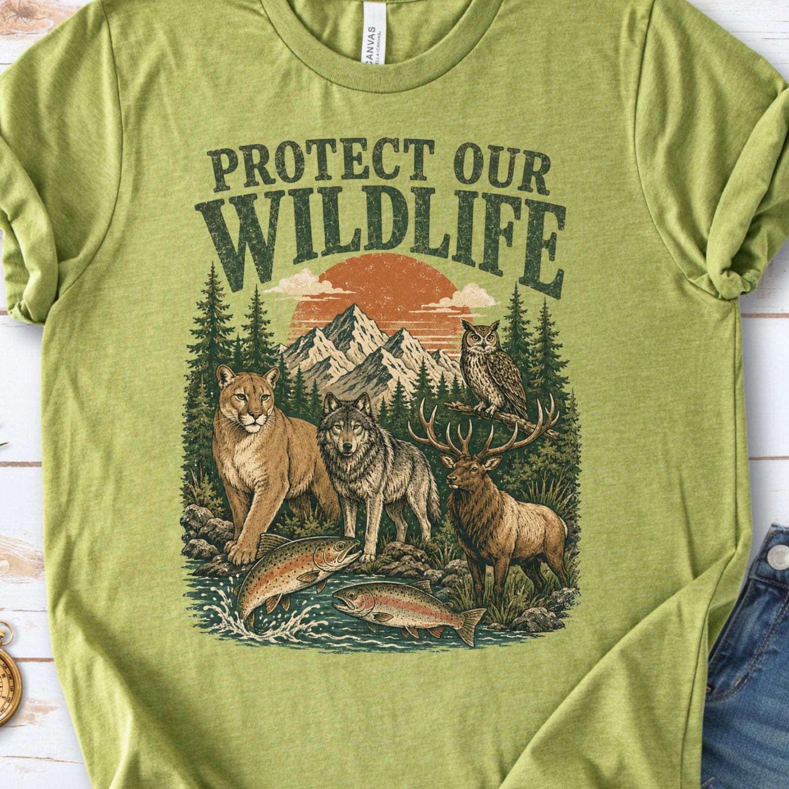 Protect Our Wildlife Mountain Forest Animals Conservation Gift T-Shirt