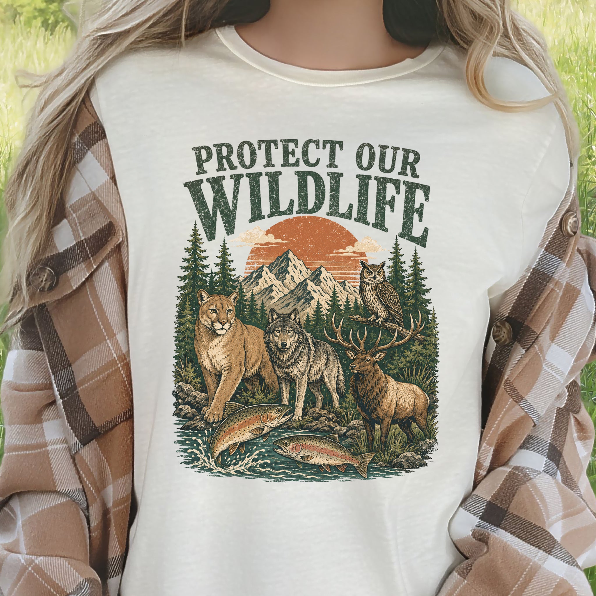 Protect Our Wildlife Mountain Forest Animals Conservation Gift T-Shirt