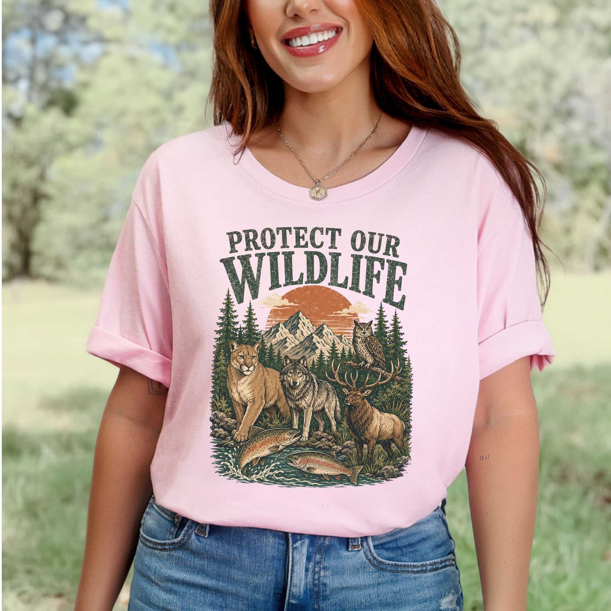 Protect Our Wildlife Mountain Forest Animals Conservation Gift T-Shirt