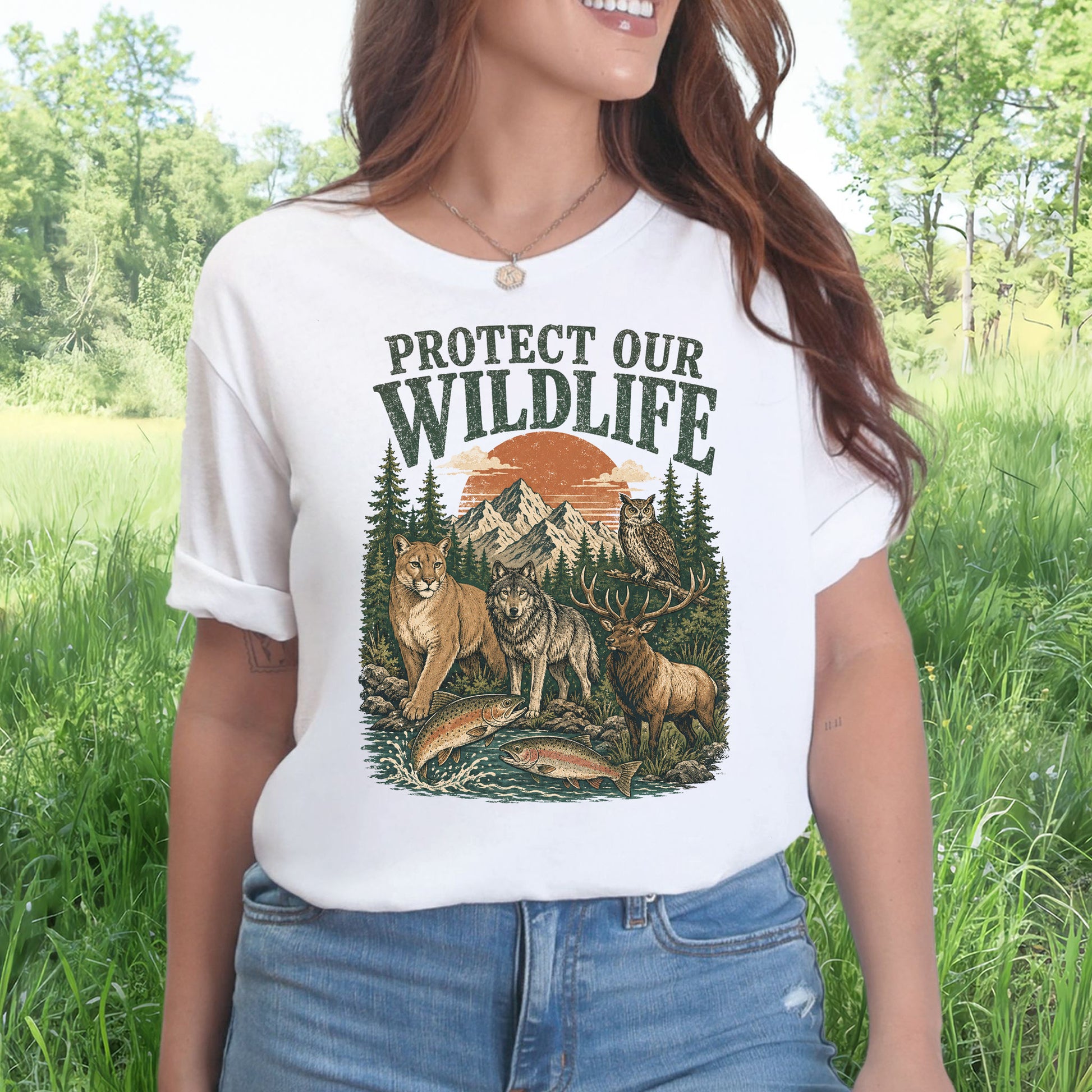 Protect Our Wildlife Mountain Forest Animals Conservation Gift T-Shirt