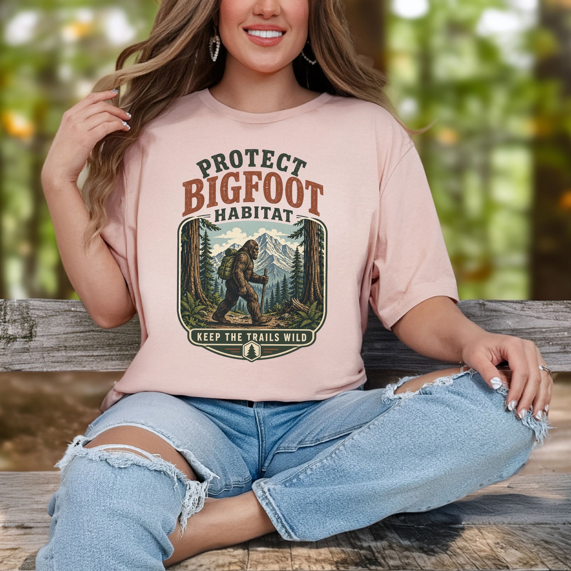 Protect Bigfoot Habitat Sasquatch Hiking Conservation Gift T-Shirt