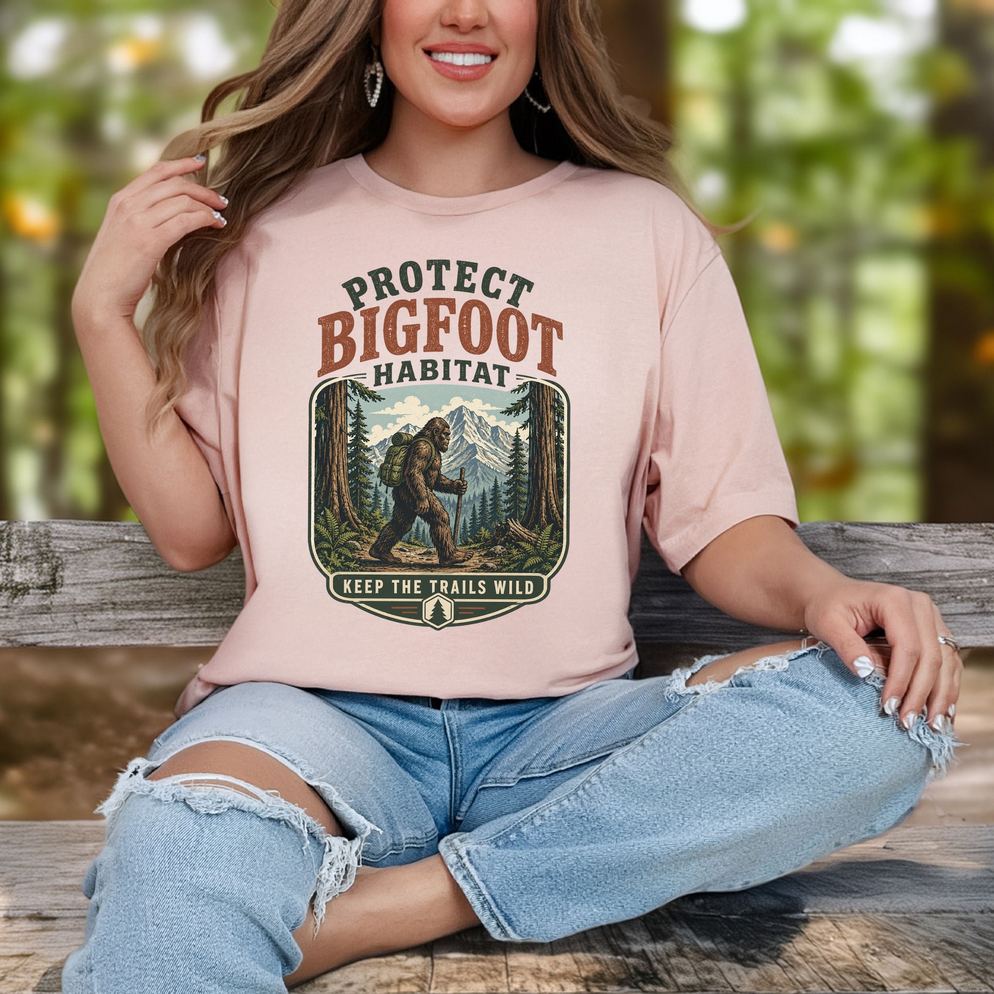 Protect Bigfoot Habitat Sasquatch Hiking Conservation Gift T-Shirt