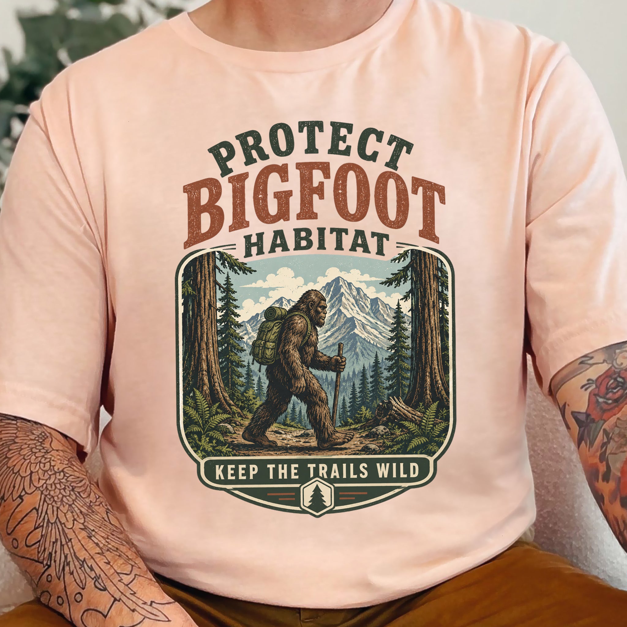 Protect Bigfoot Habitat Sasquatch Hiking Conservation Gift T-Shirt