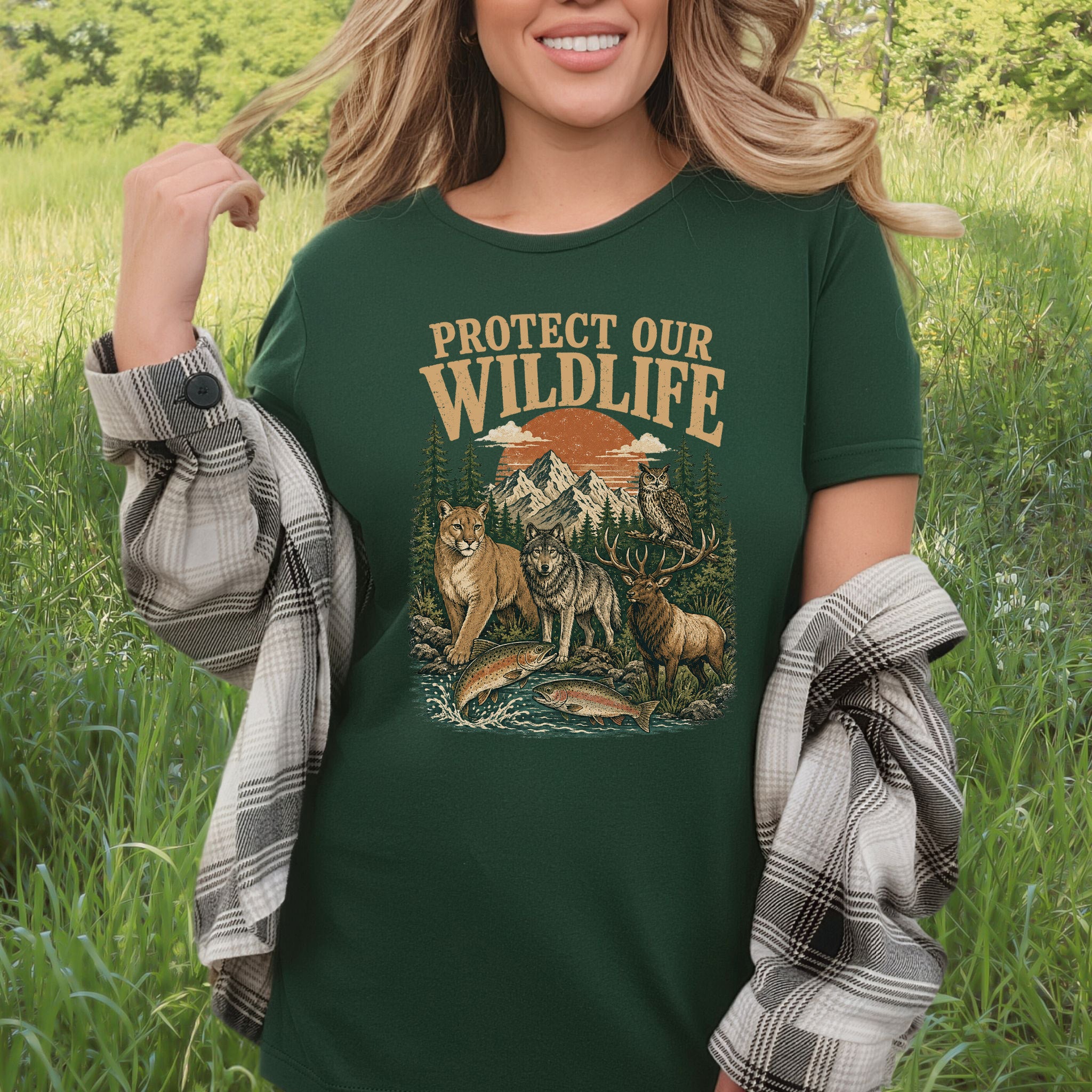 Protect Our Wildlife Mountain Forest Animals Conservation Gift T-Shirt