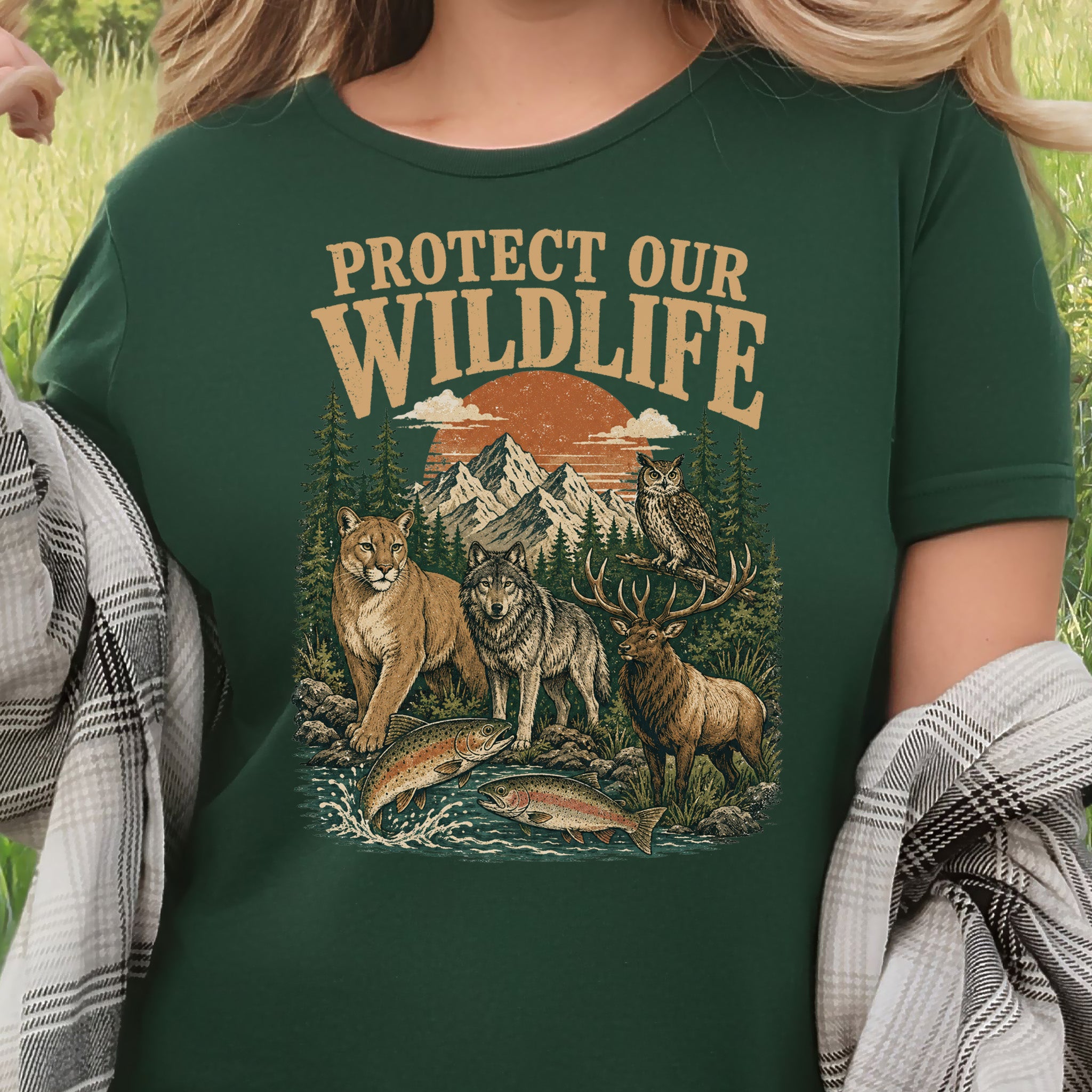 Protect Our Wildlife Mountain Forest Animals Conservation Gift T-Shirt