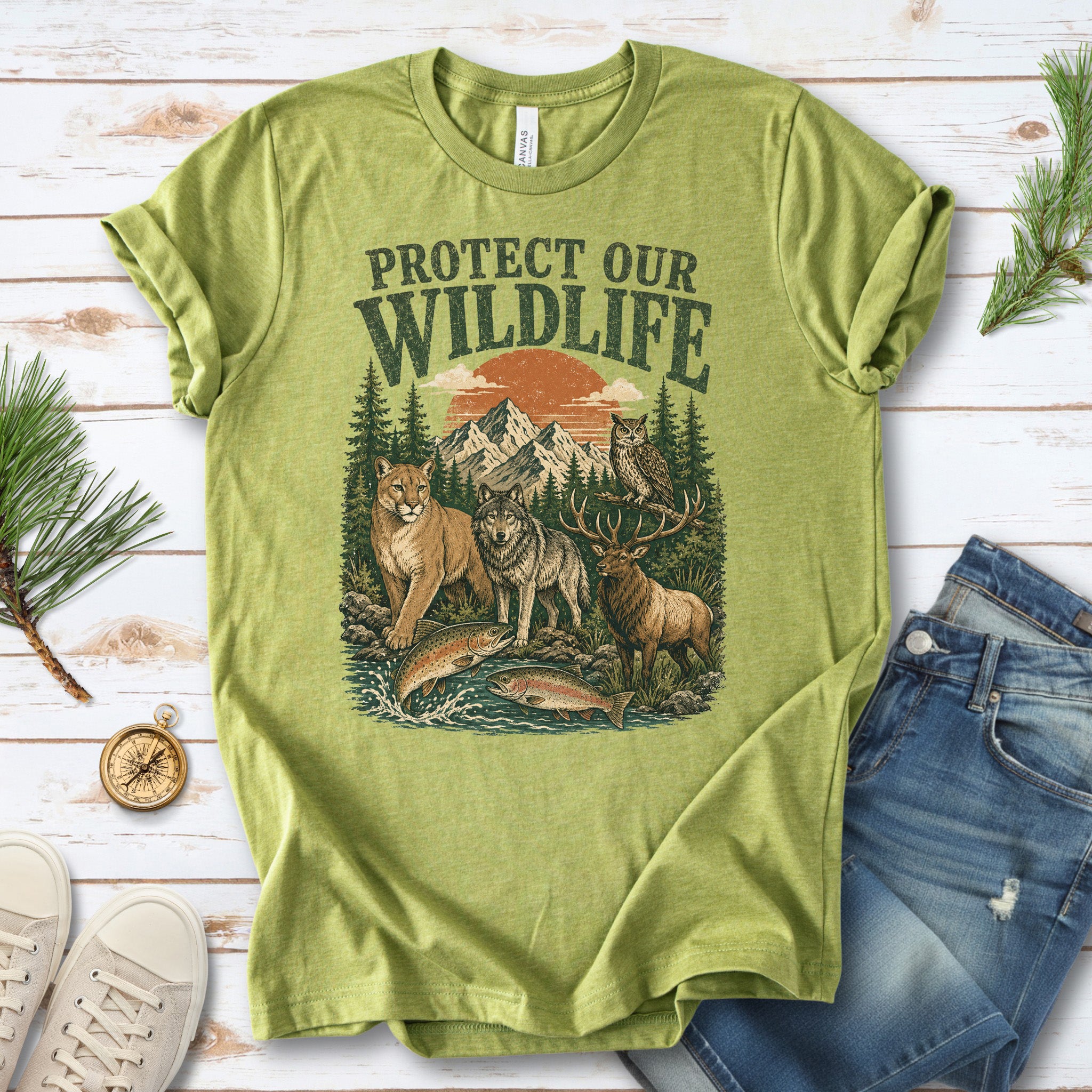 Protect Our Wildlife Mountain Forest Animals Conservation Gift T-Shirt
