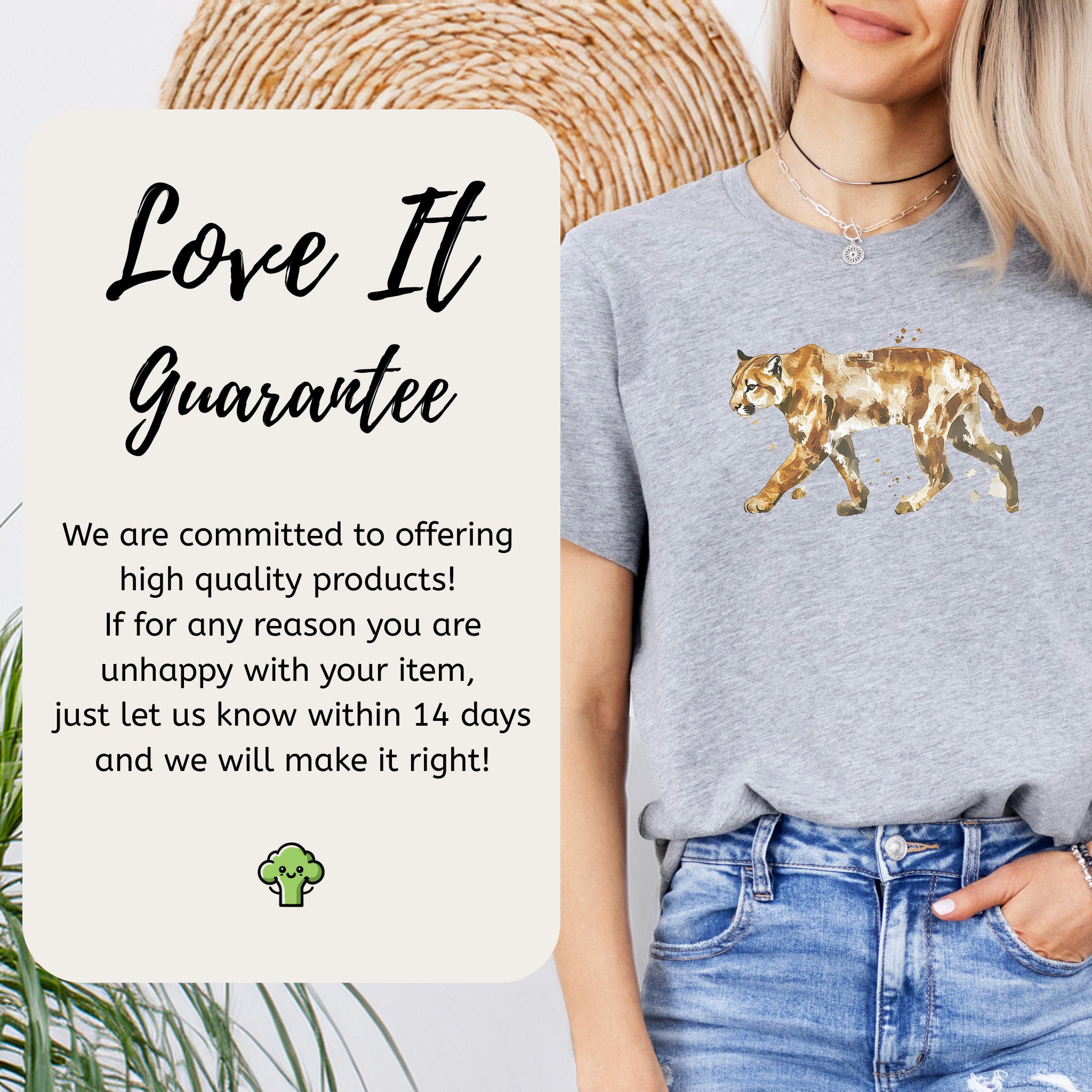 Watercolor Puma T-Shirt – Majestic Big Cat Nature Lover Tee