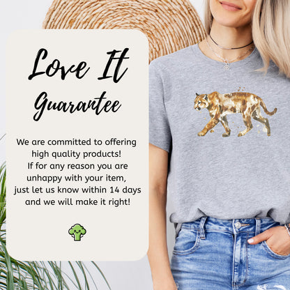 Watercolor Puma T-Shirt – Majestic Big Cat Nature Lover Tee