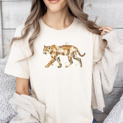 Watercolor Puma T-Shirt – Majestic Big Cat Nature Lover Tee