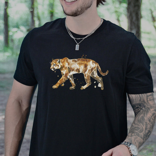 Watercolor Puma T-Shirt – Majestic Big Cat Nature Lover Tee