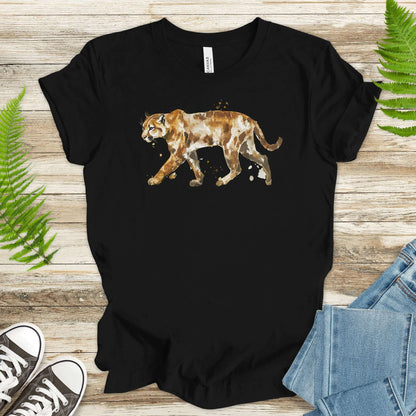 Watercolor Mountain Lion T-Shirt – Wild Cat Walking Art Tee
