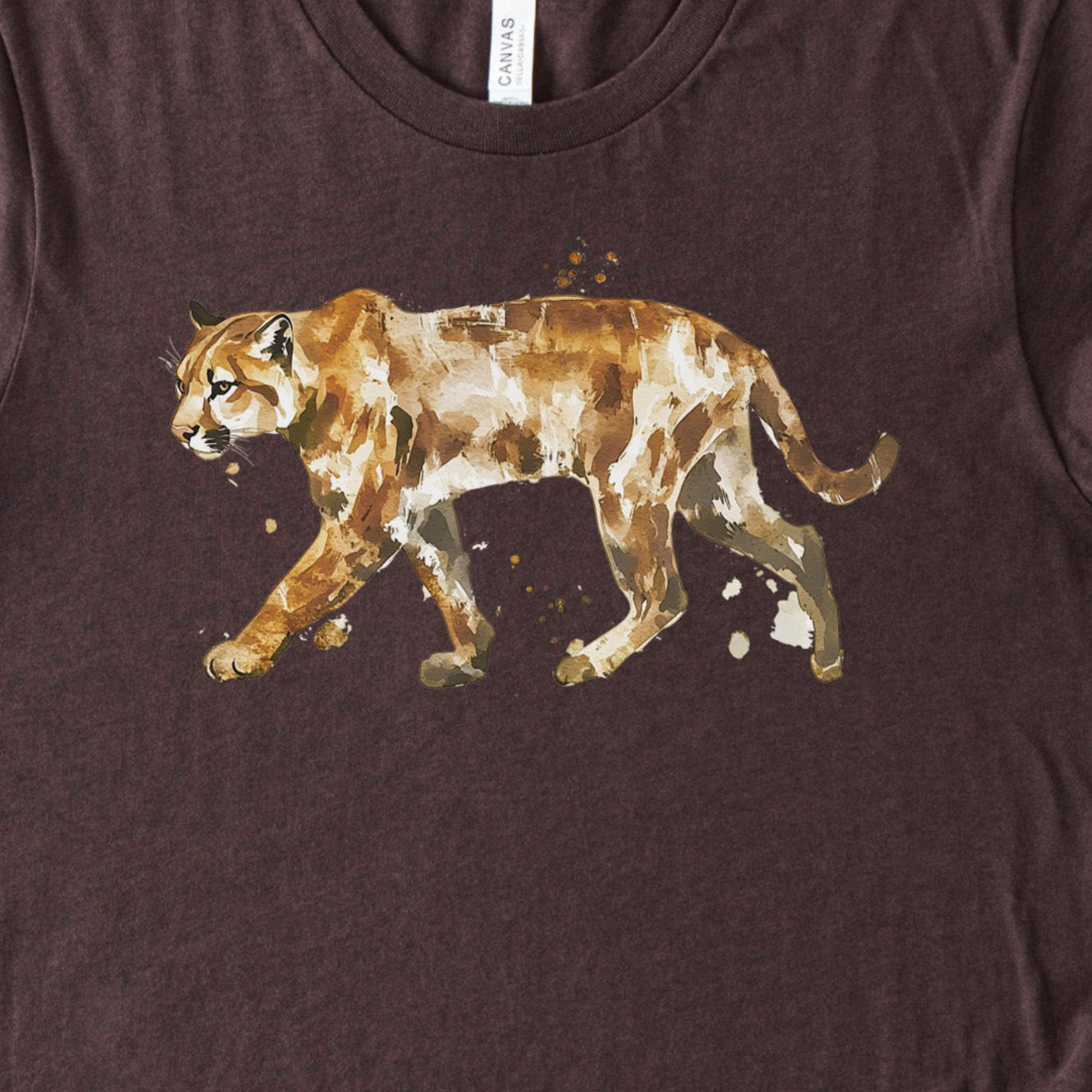 Watercolor Puma T-Shirt – Majestic Big Cat Nature Lover Tee