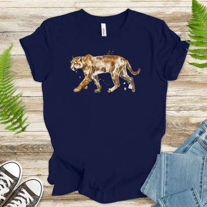 Watercolor Mountain Lion T-Shirt – Wild Cat Walking Art Tee