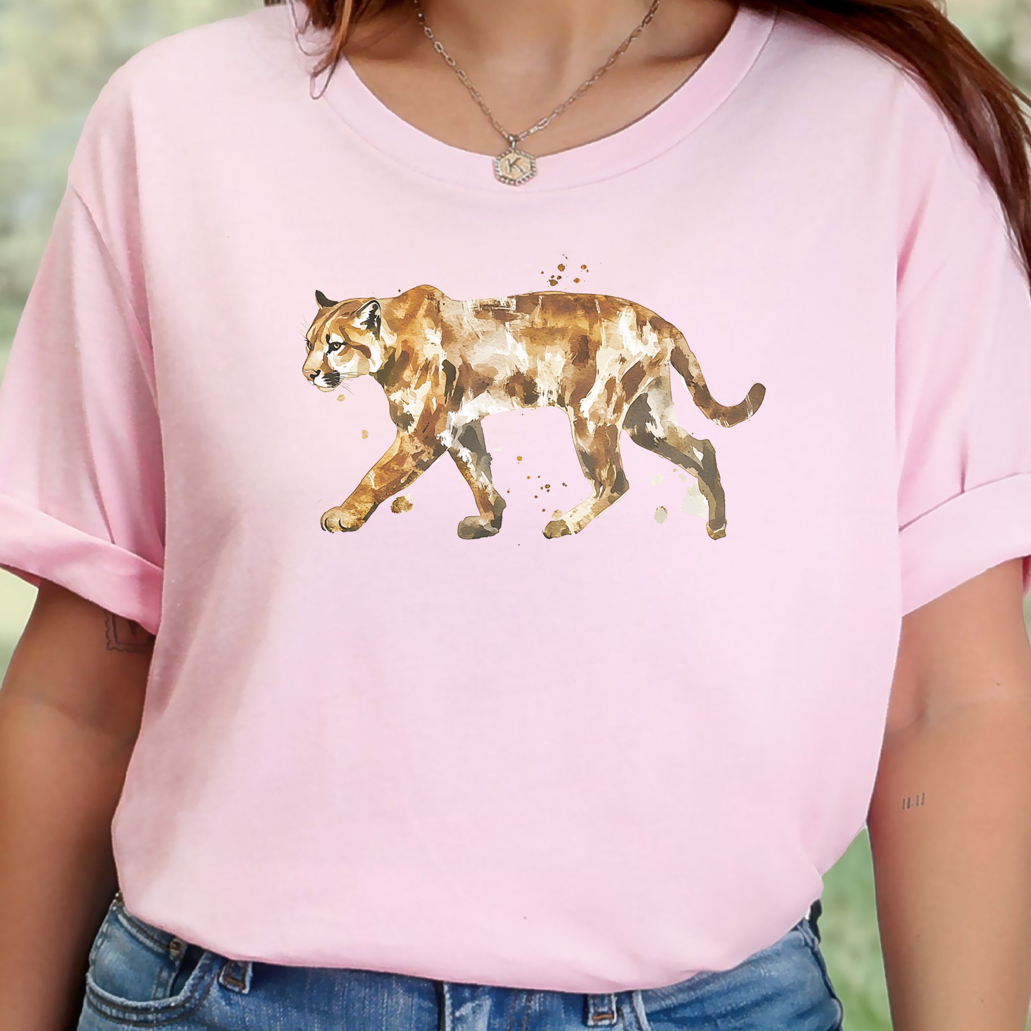 Watercolor Puma T-Shirt – Majestic Big Cat Nature Lover Tee