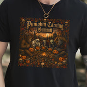 Pumpkin Carving Summit Cryptid Campfire Halloween T-Shirt