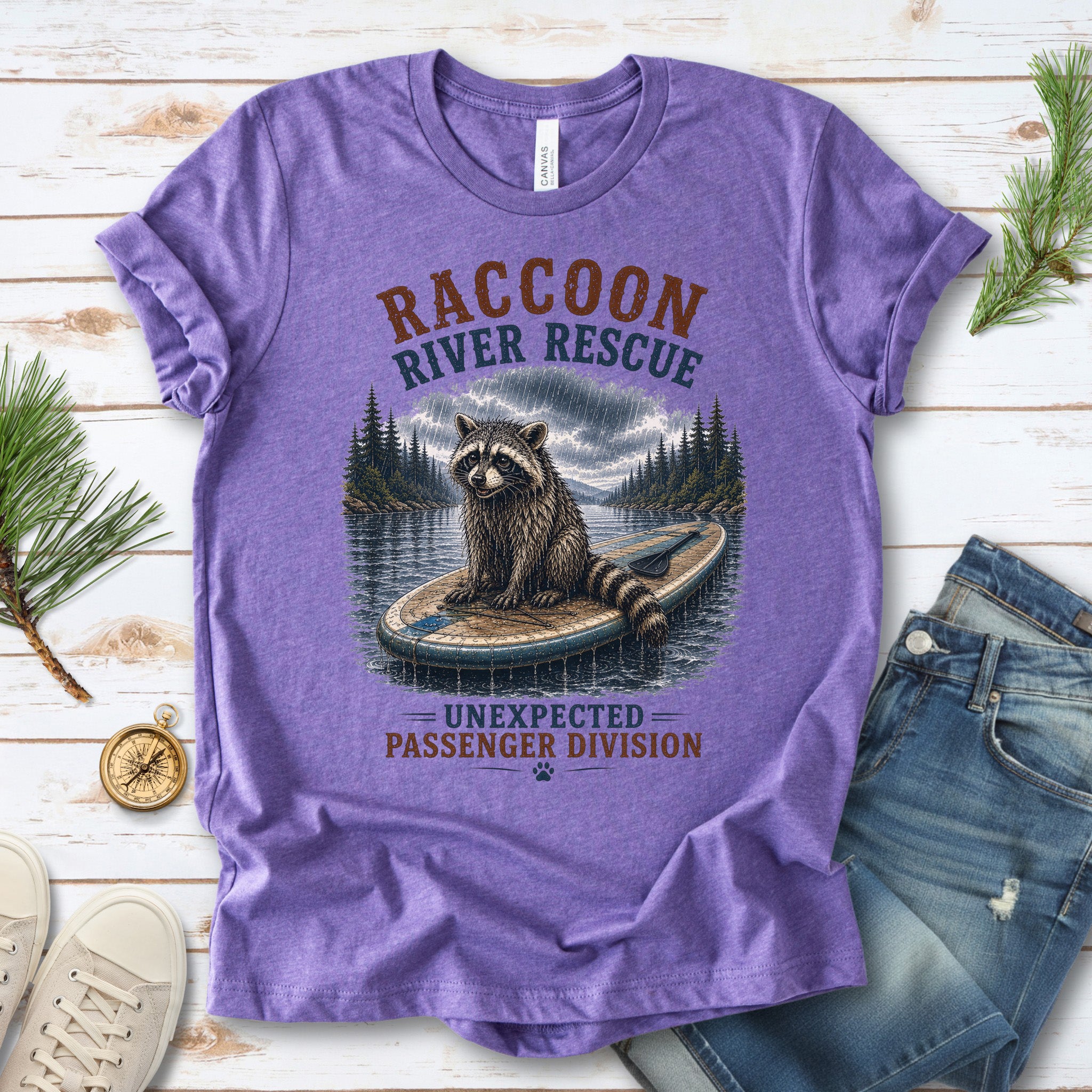 Raccoon River Rescue Unexpected Passenger Paddleboard Wildlife T-Shirt