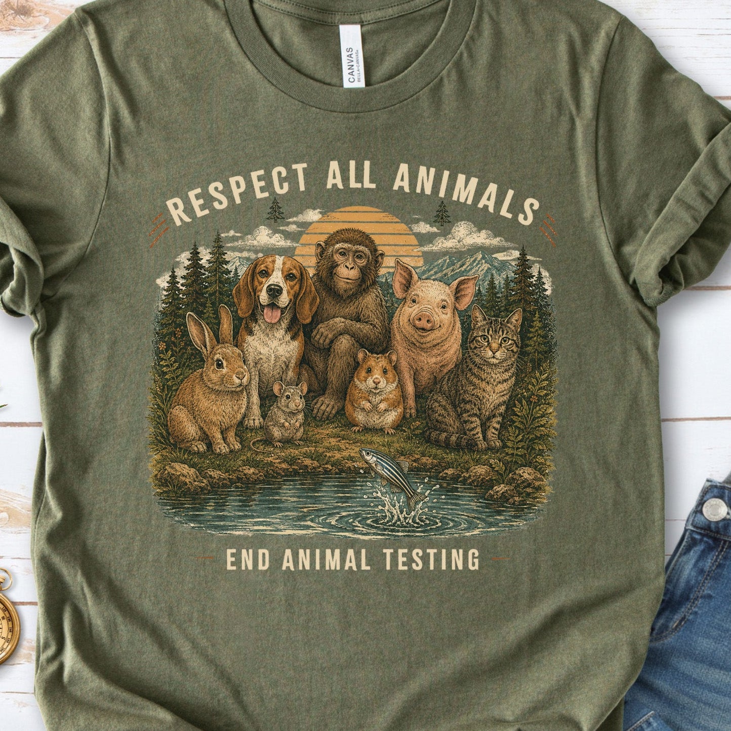 Respect All Animals End Animal Testing Wildlife Advocacy T-Shirt