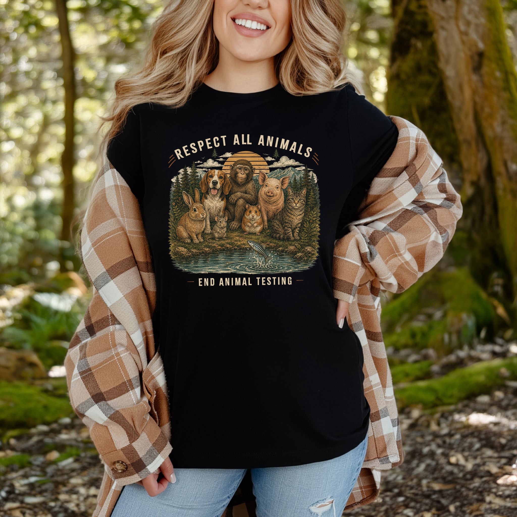 Respect All Animals End Animal Testing Wildlife Advocacy T-Shirt