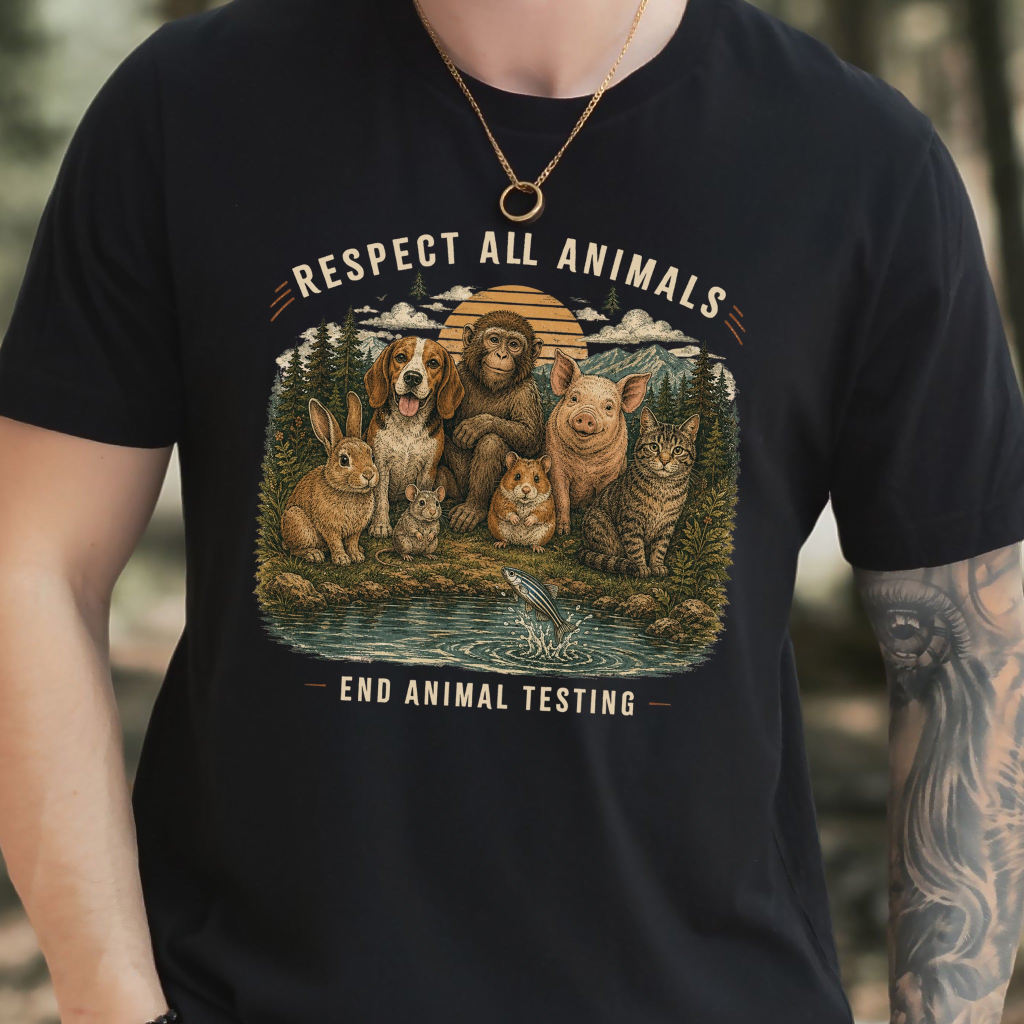 Respect All Animals End Animal Testing Wildlife Advocacy T-Shirt