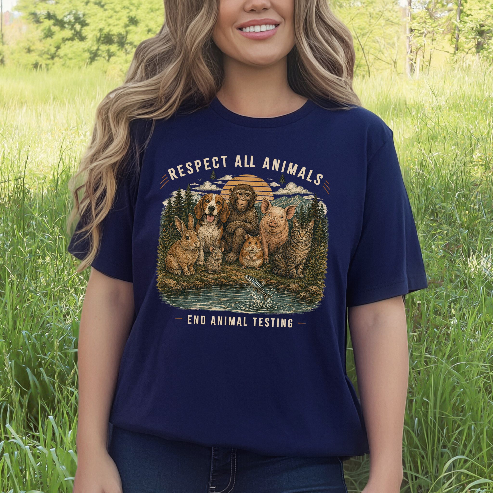 Respect All Animals End Animal Testing Wildlife Advocacy T-Shirt