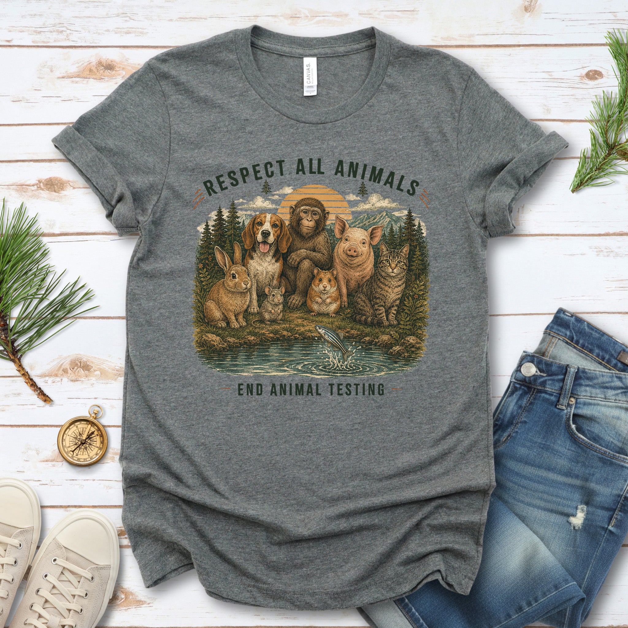 Respect All Animals End Animal Testing Wildlife Advocacy T-Shirt