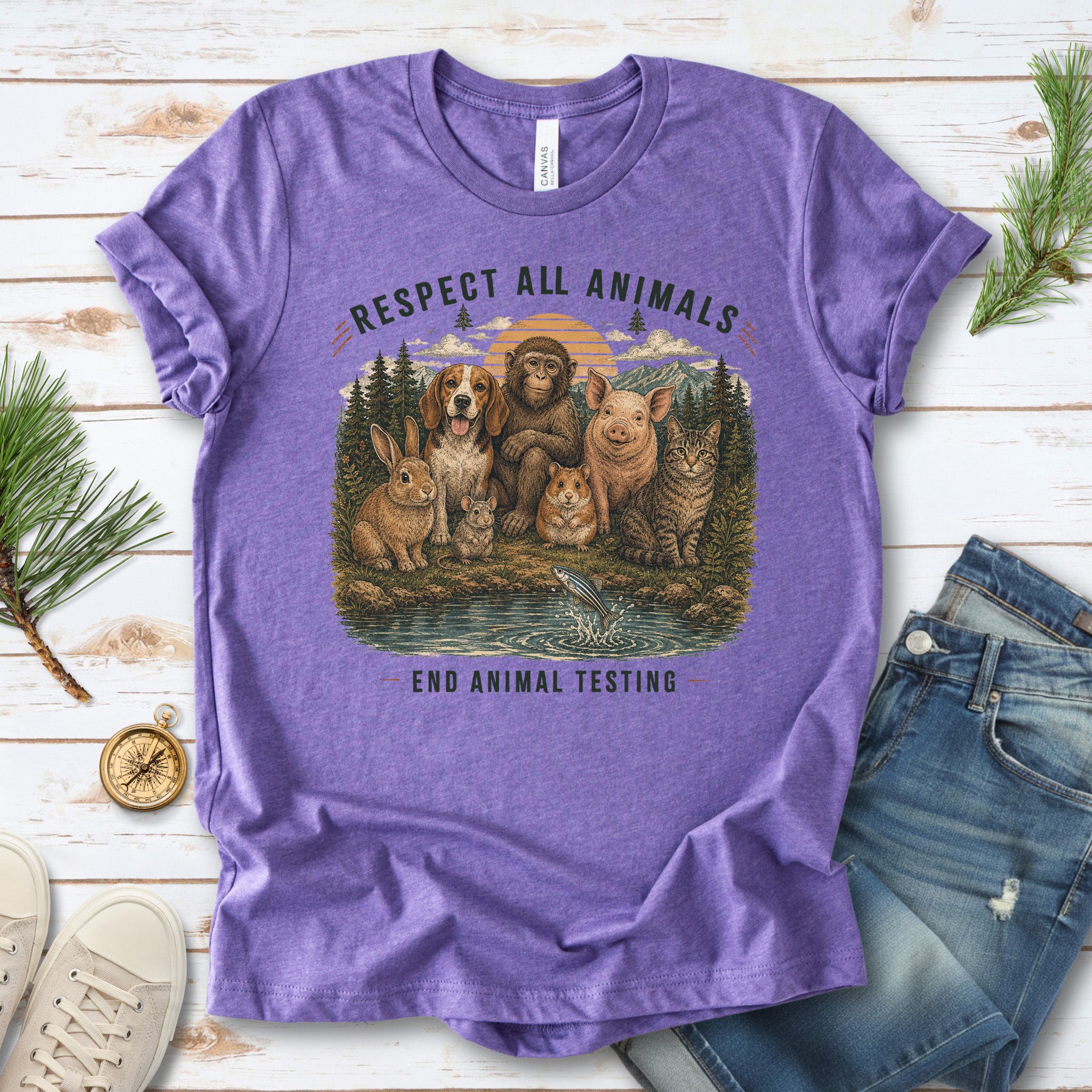Respect All Animals End Animal Testing Wildlife Advocacy T-Shirt