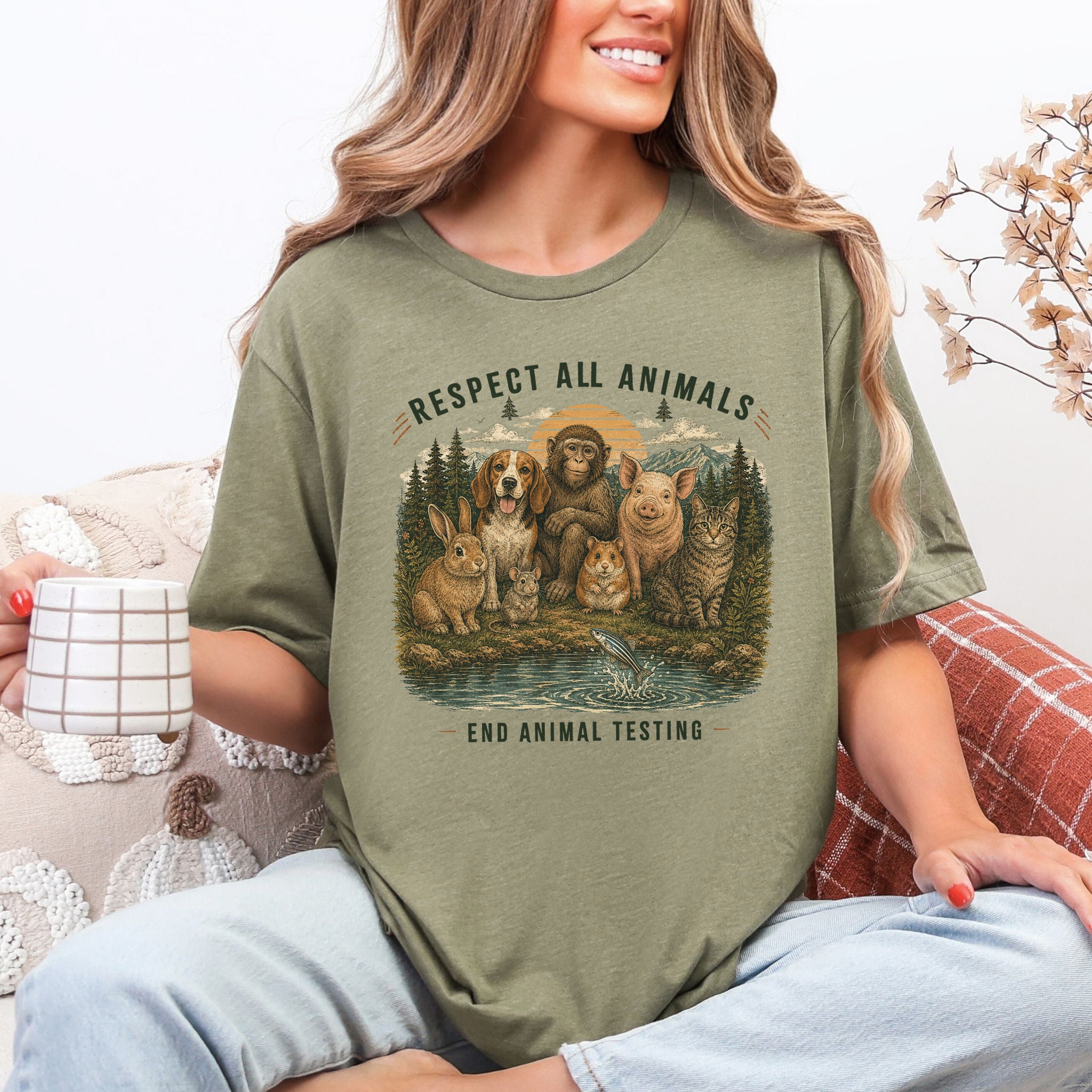 Respect All Animals End Animal Testing Wildlife Advocacy T-Shirt