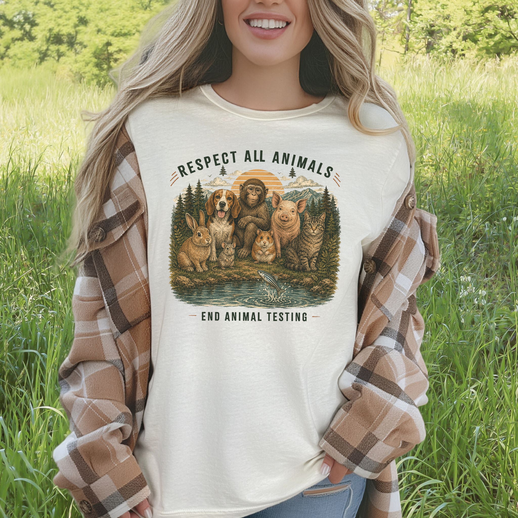 Respect All Animals End Animal Testing Wildlife Advocacy T-Shirt