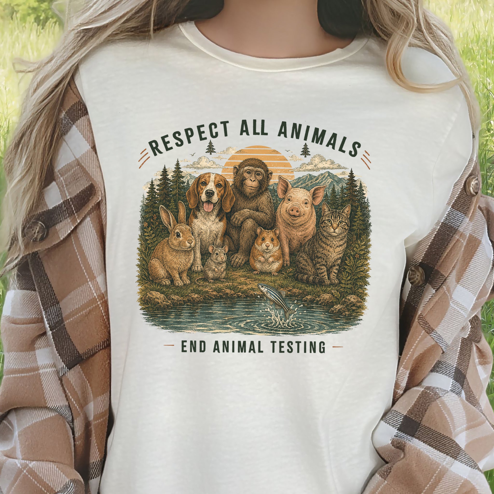 Respect All Animals End Animal Testing Wildlife Advocacy T-Shirt