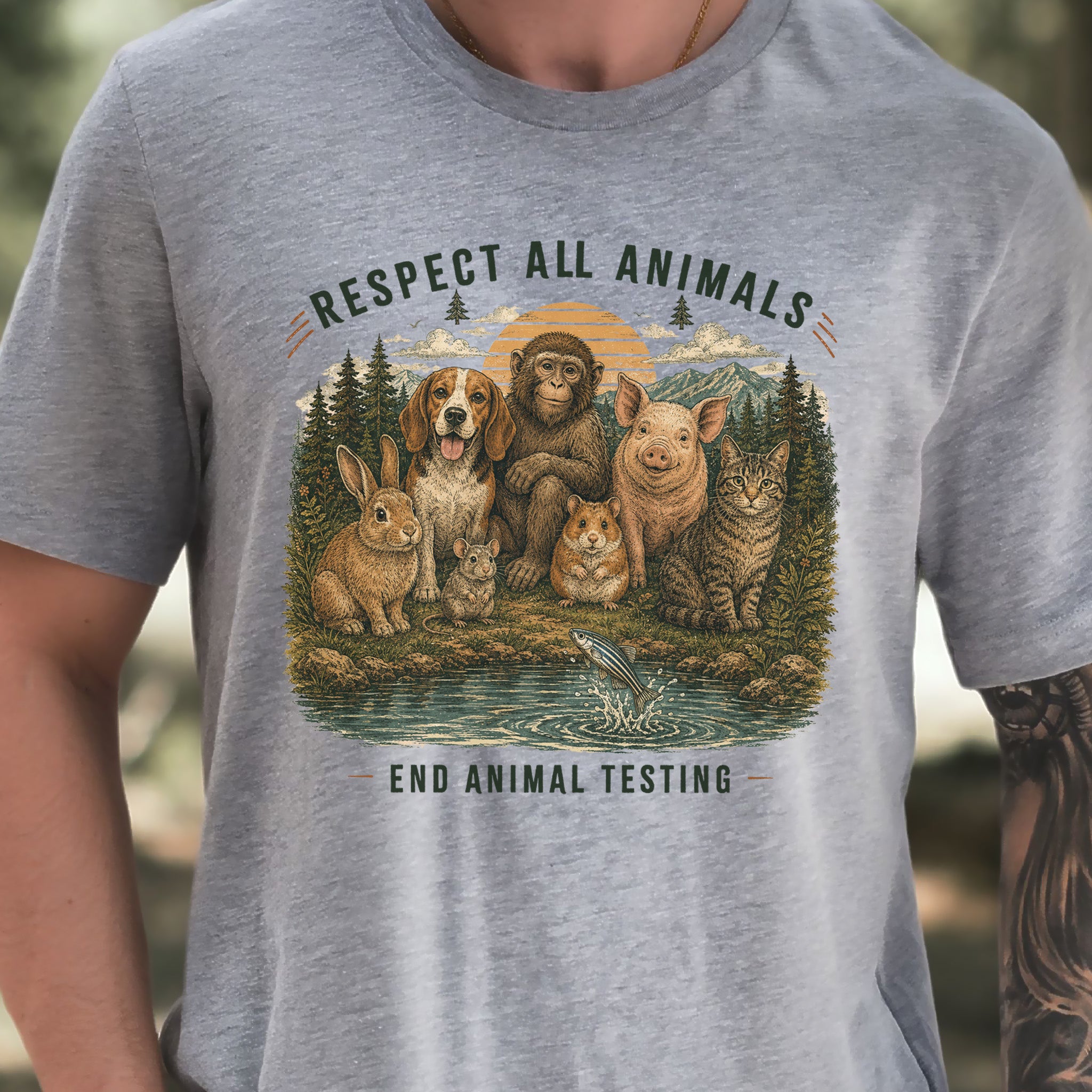 Respect All Animals End Animal Testing Wildlife Advocacy T-Shirt