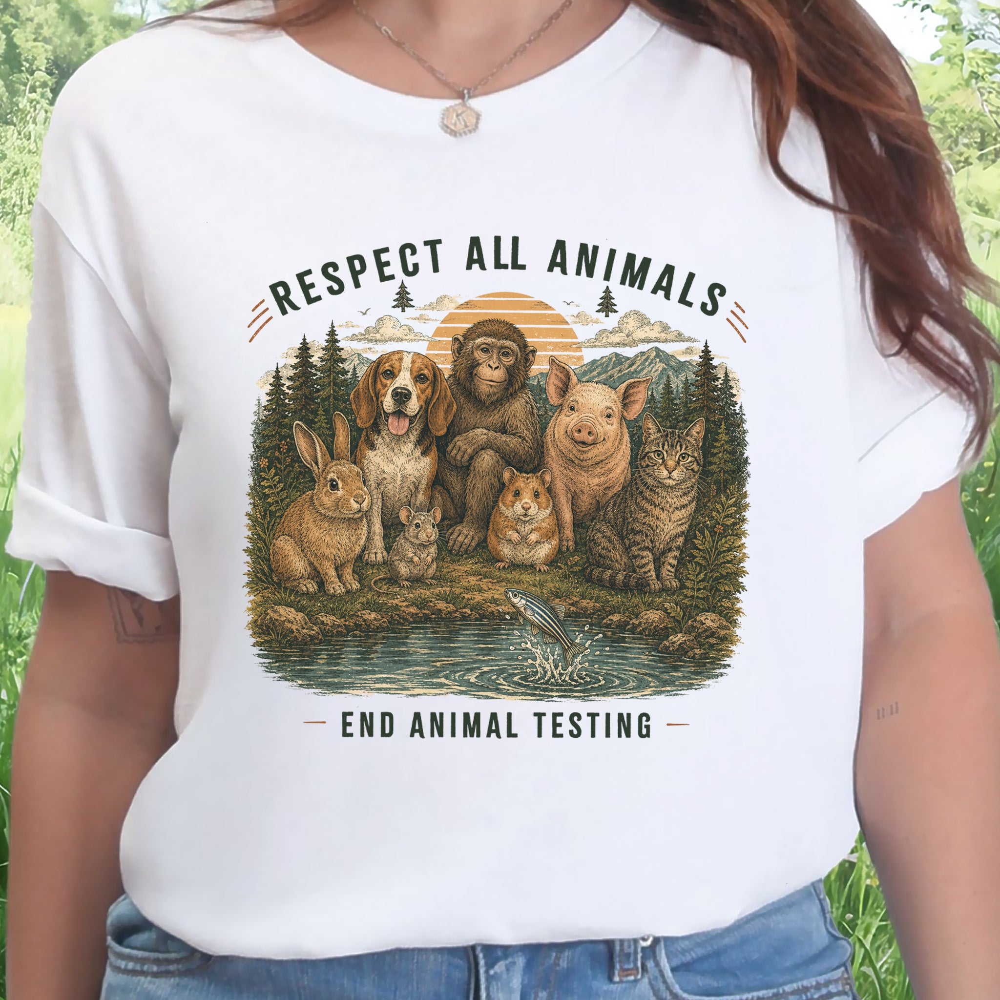 Respect All Animals End Animal Testing Wildlife Advocacy T-Shirt