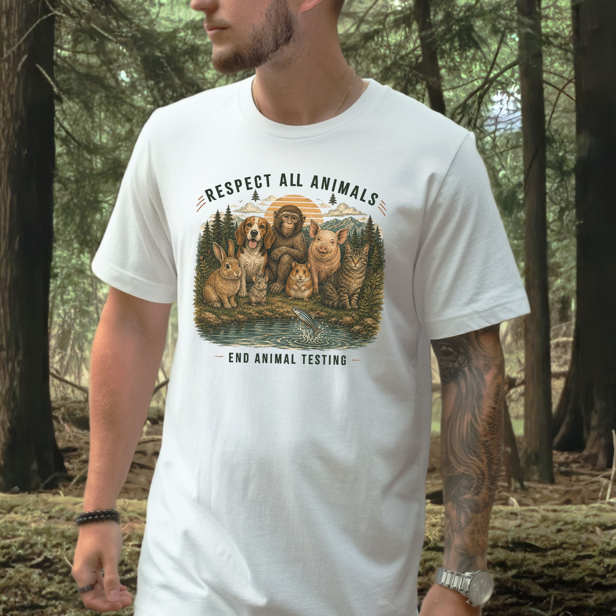 Respect All Animals End Animal Testing Wildlife Advocacy T-Shirt