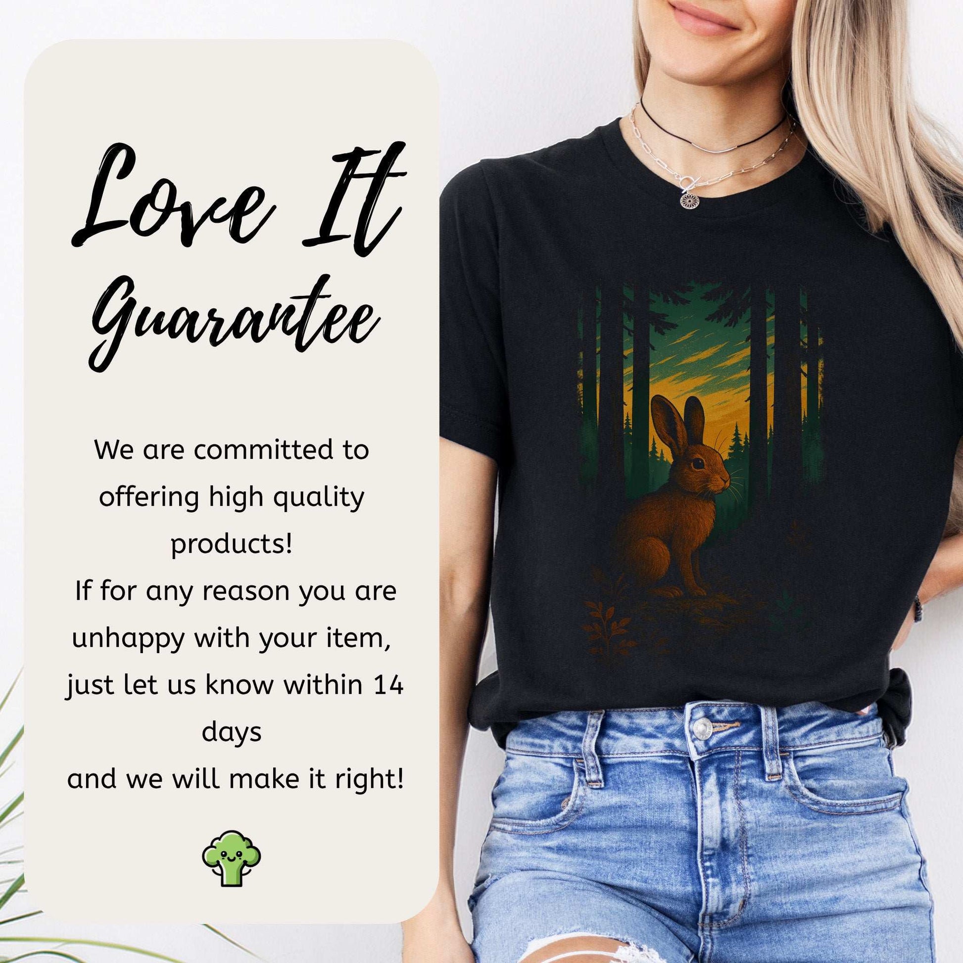 Rabbit Spirit Animal T-Shirt – Twilight Forestcore Bunny Vibes design featuring a mystical rabbit in forest.