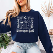 Witches Gone Feral Halloween Sweatshirt – Raccoon, Opossum & Skunk Coven Vibes