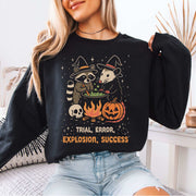 Potion Explosion Halloween Sweatshirt – Raccoon & Opossum Witch Lab Chaos