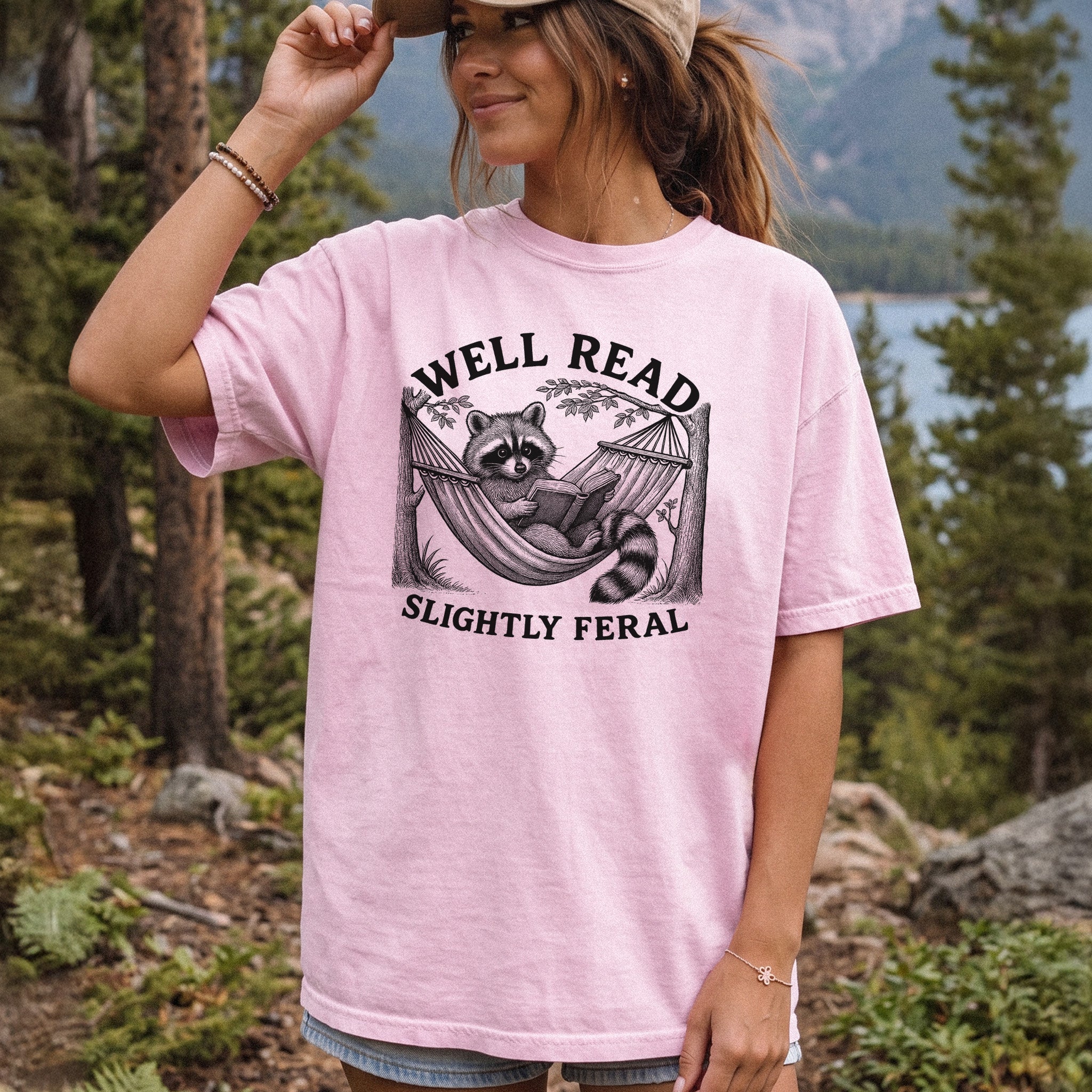 Well Read Slightly Feral Raccoon Comfort Colors Shirt