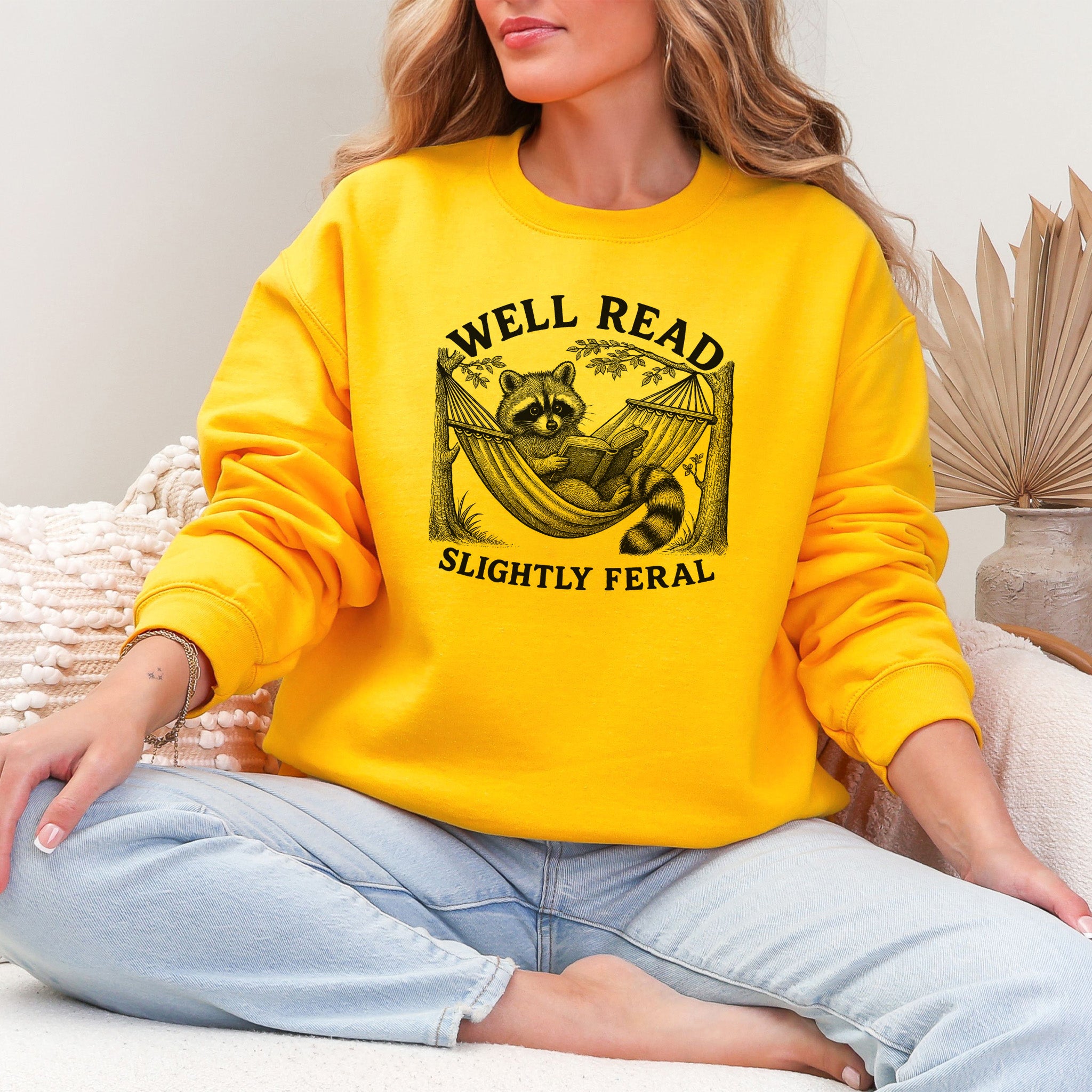 Well Read Slightly Feral Raccoon Camping Sweatshirt