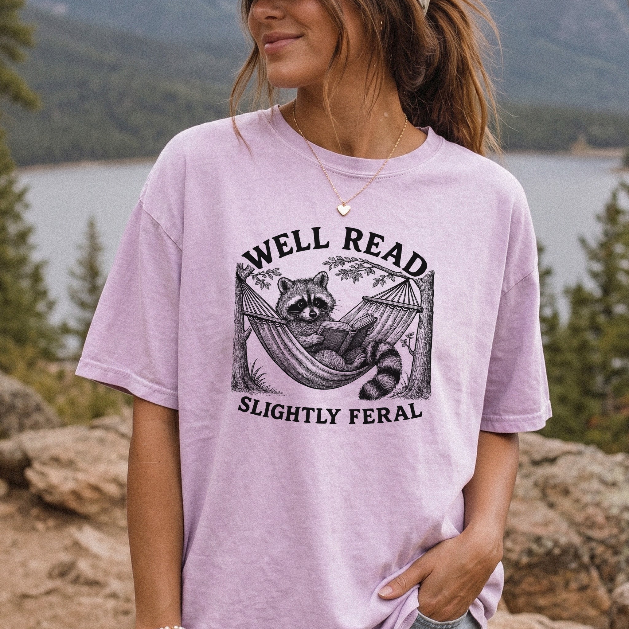 Well Read Slightly Feral Raccoon Comfort Colors Shirt