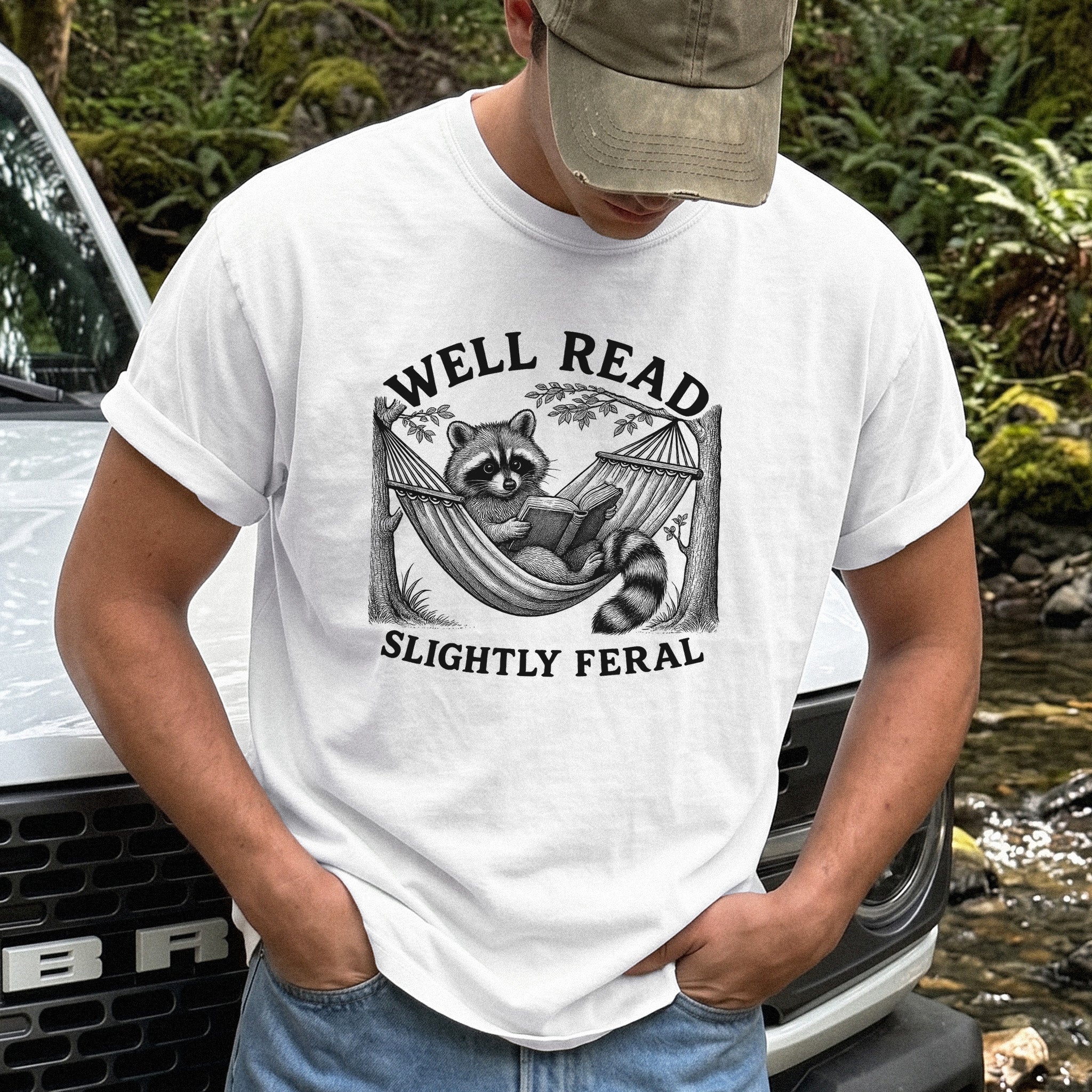 Well Read Slightly Feral Raccoon Comfort Colors Shirt