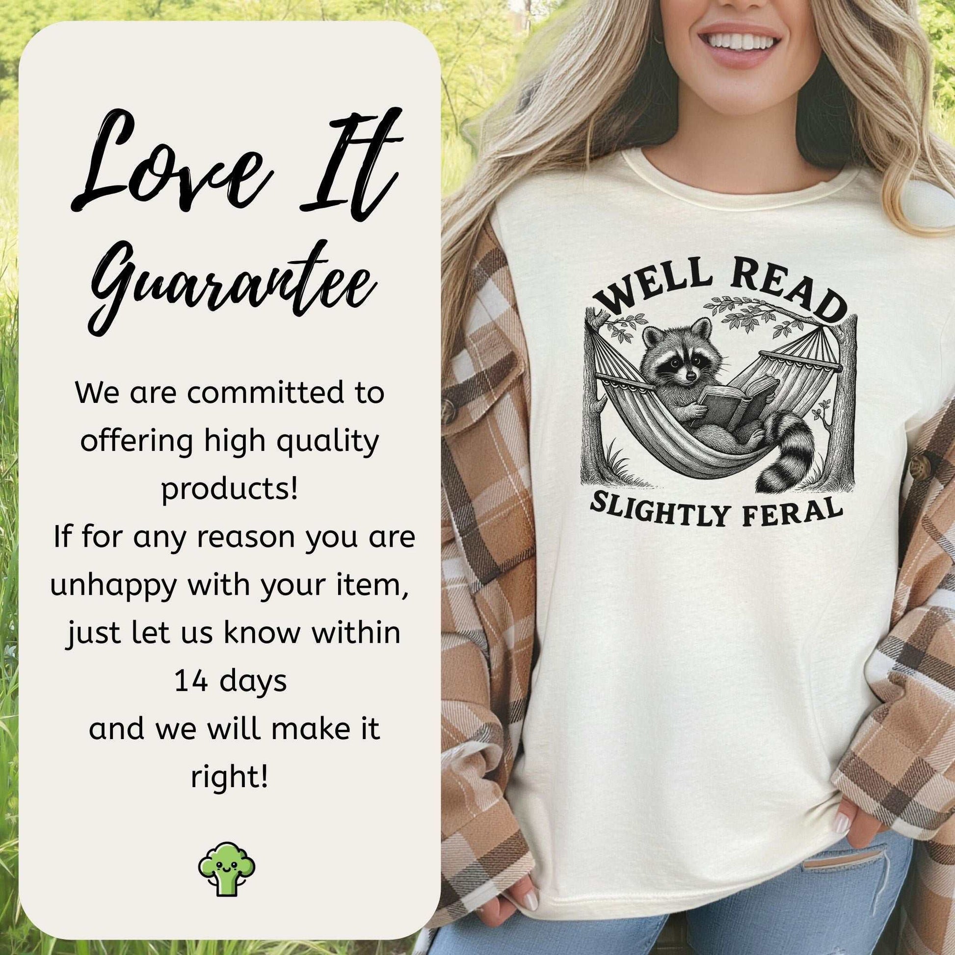 Raccoon Well Read Slightly Feral T-Shirt – Funny Book Lover Tee for Raccoon Fans