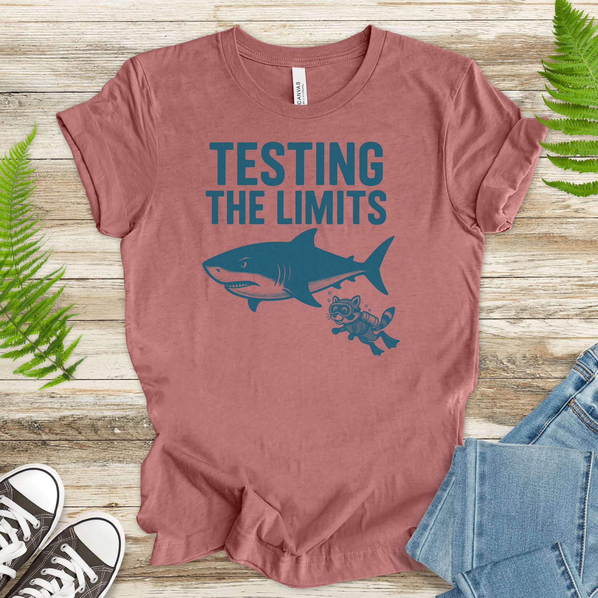 Testing the Limits Shirt – Funny Raccoon & Shark Scuba T-Shirt